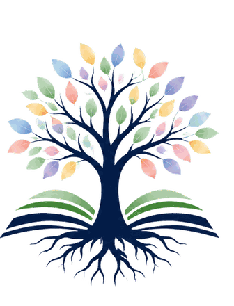 Tucker English Academy tree and book symbol
